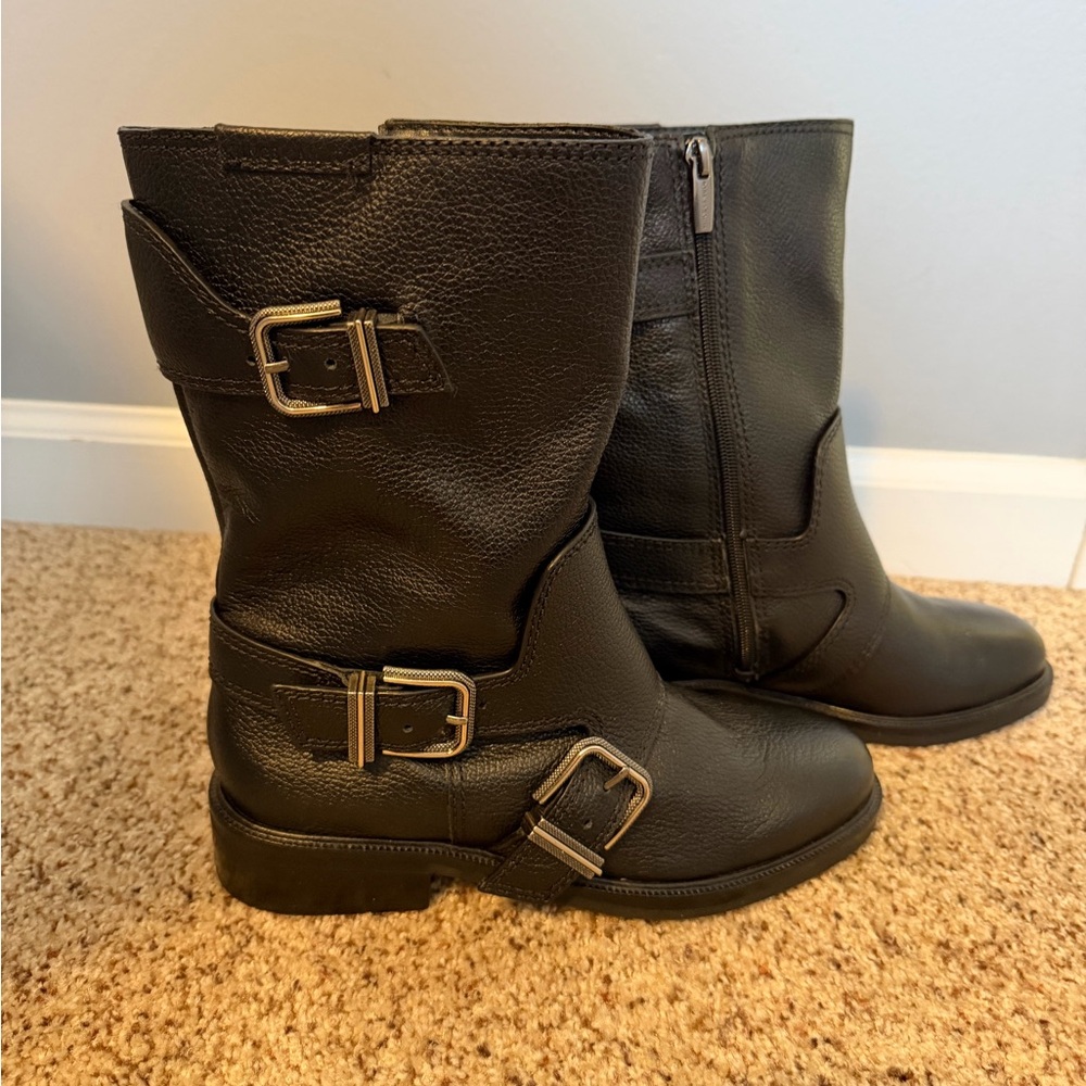 Vince Camuto Black Ankle Boots with 3 Buckles